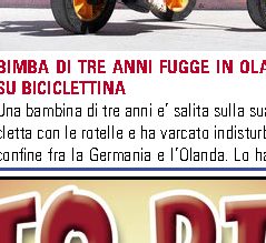 Bimba di tre anni fugge in Olanda su biciclettina