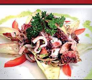 Insalata di polpo con carpaccio di carciofi