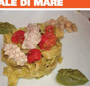 Reginette con cime di rape, fagioli e cicale di mare