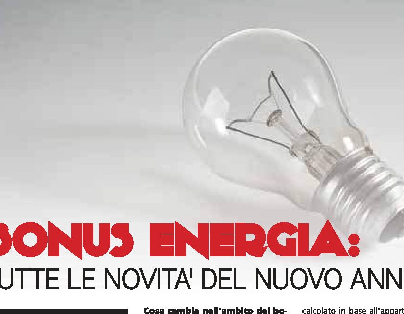 Bonus Energia: tutte le novità del nuovo anno